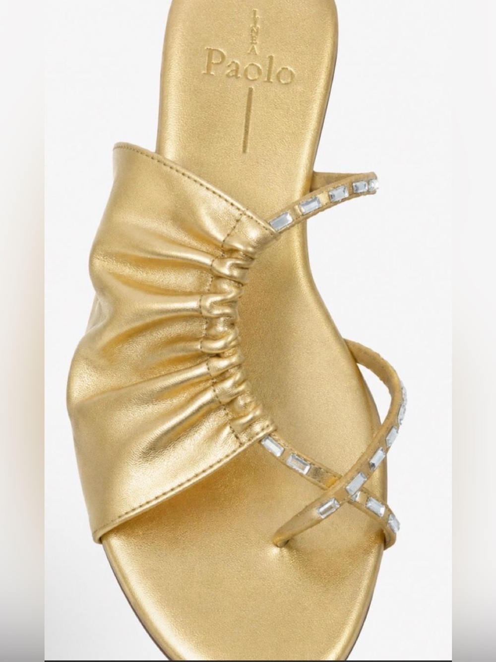 NIB Linea Paolo Gold Crystal-Trim Sandal - W8